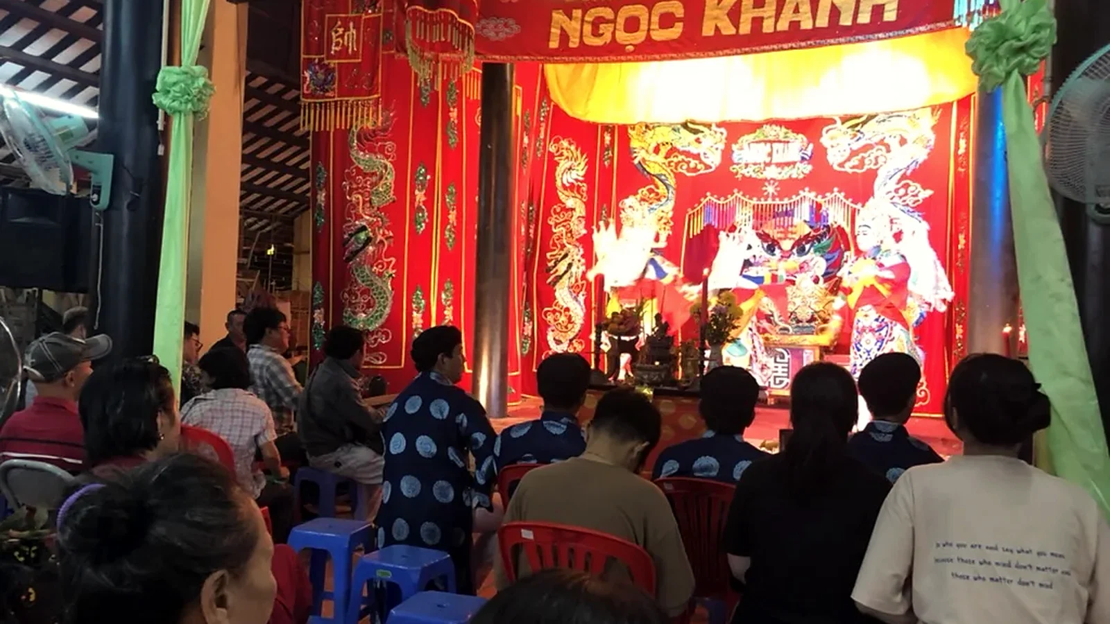 Hát bội performed inside a neighborhood communal house in Chợ Lớn.