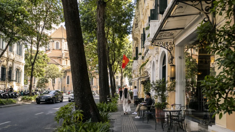 Illustrative view of central Saigon's press and café streets